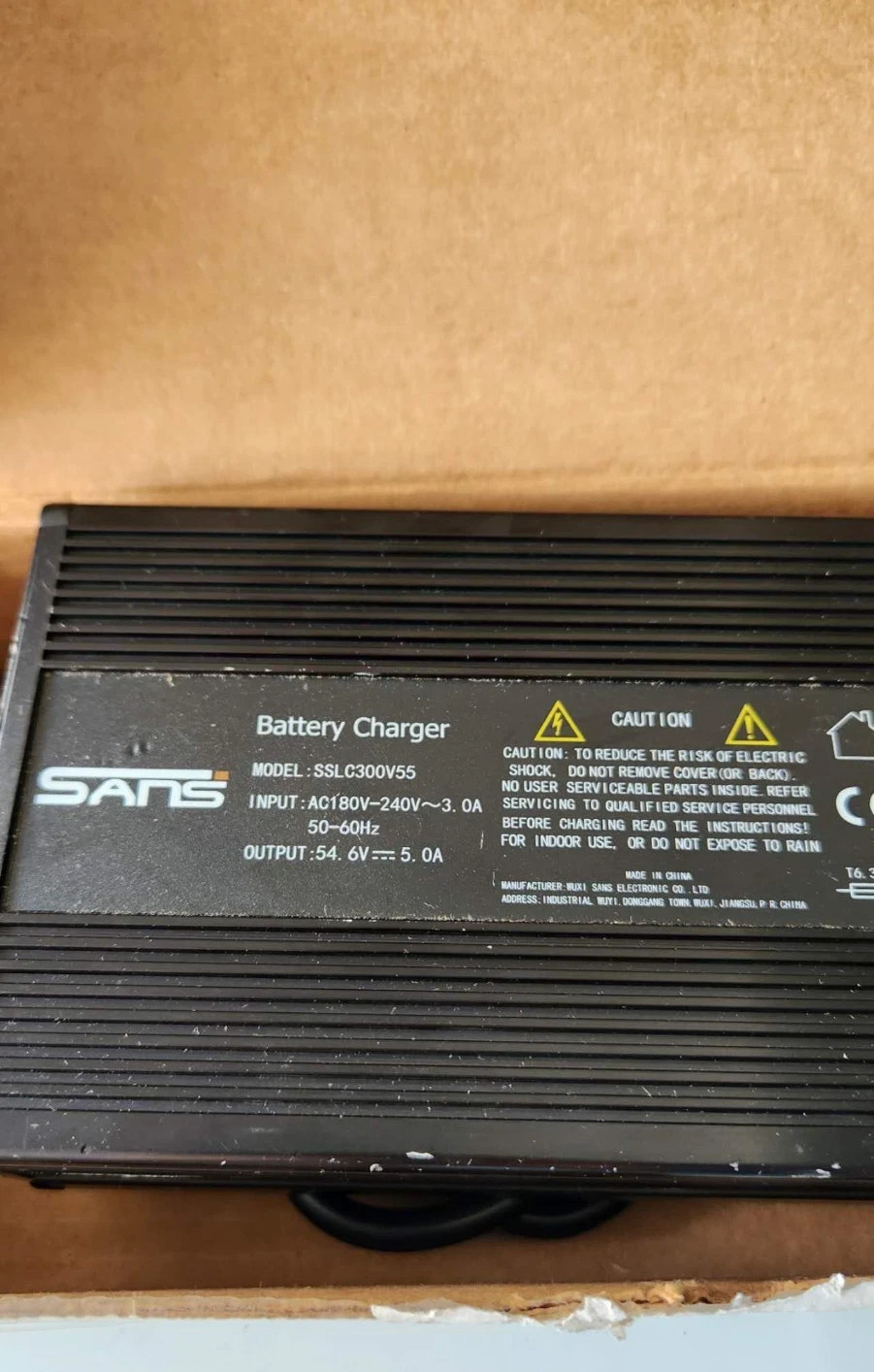 SANS SSLC300V55 54.6V 5A 3 pin Y plug Alum 48v e bike charger