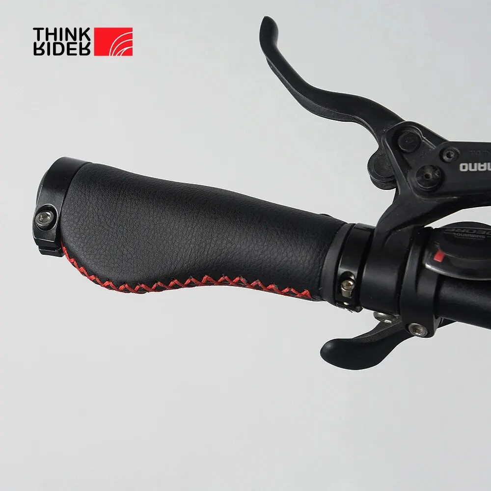Thinkrider Fiber Leather Bike Grips Non Slip Lock On MTB City Scooter Handle