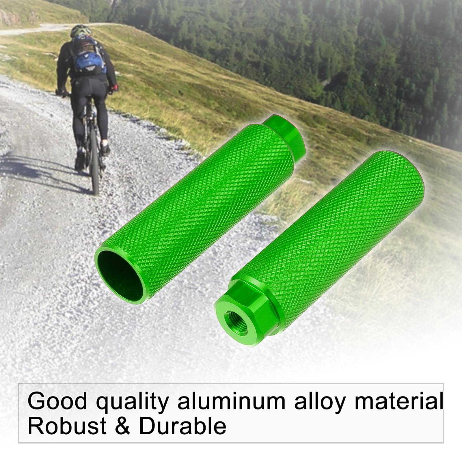 2 Pair Aluminum Alloy Foot Pegs for BMX MTB Bicycle Fit 3/8 Inch Black Green
