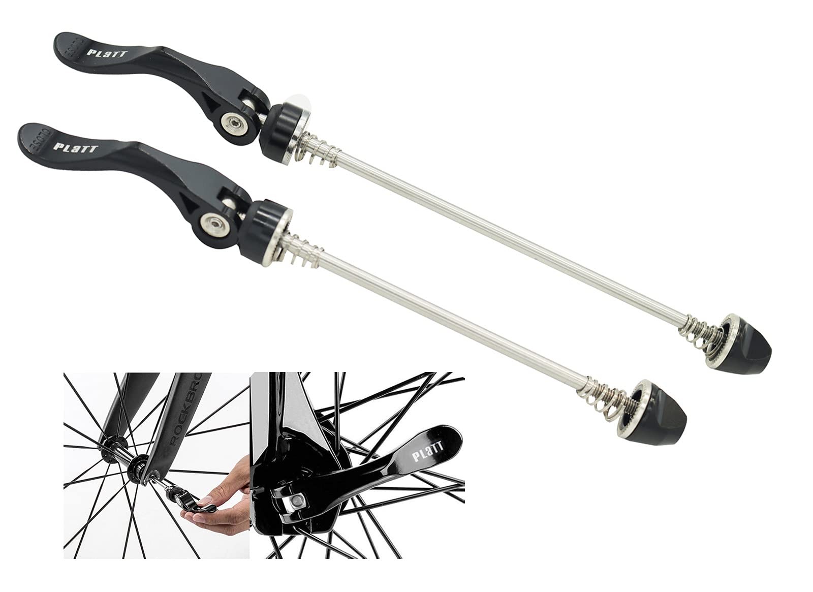 PLATT Bike Quick Release Skewers MTB Wheel Hub Front and Rear black