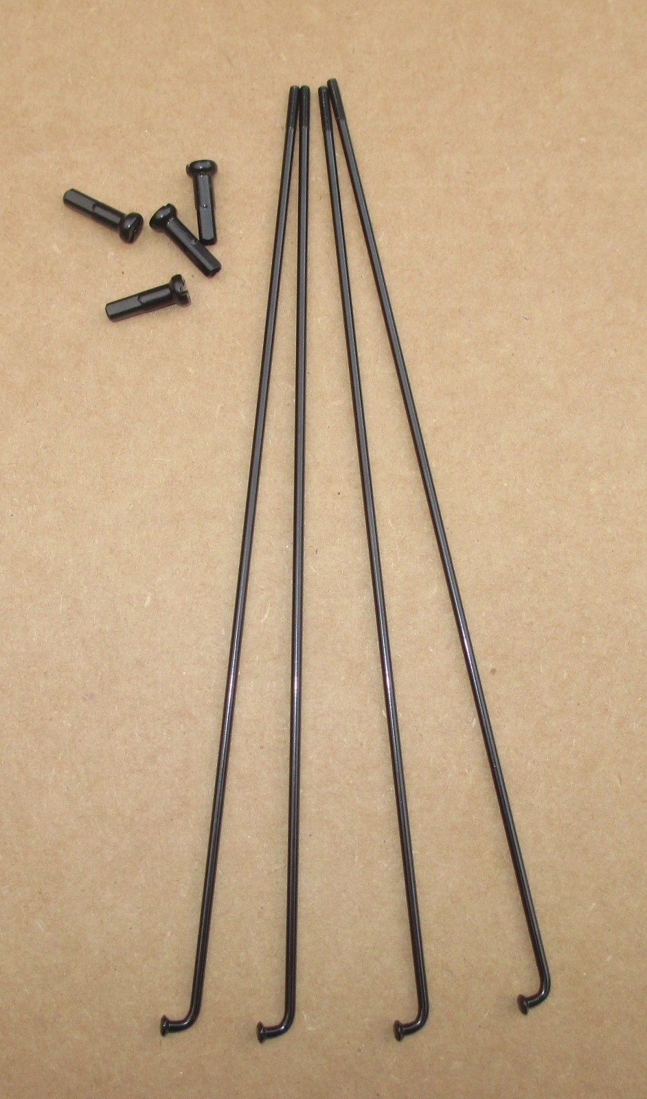 Bicycle Spokes 14g Stainless Steel Black with Nipples Various Sizes Sold by 4’s