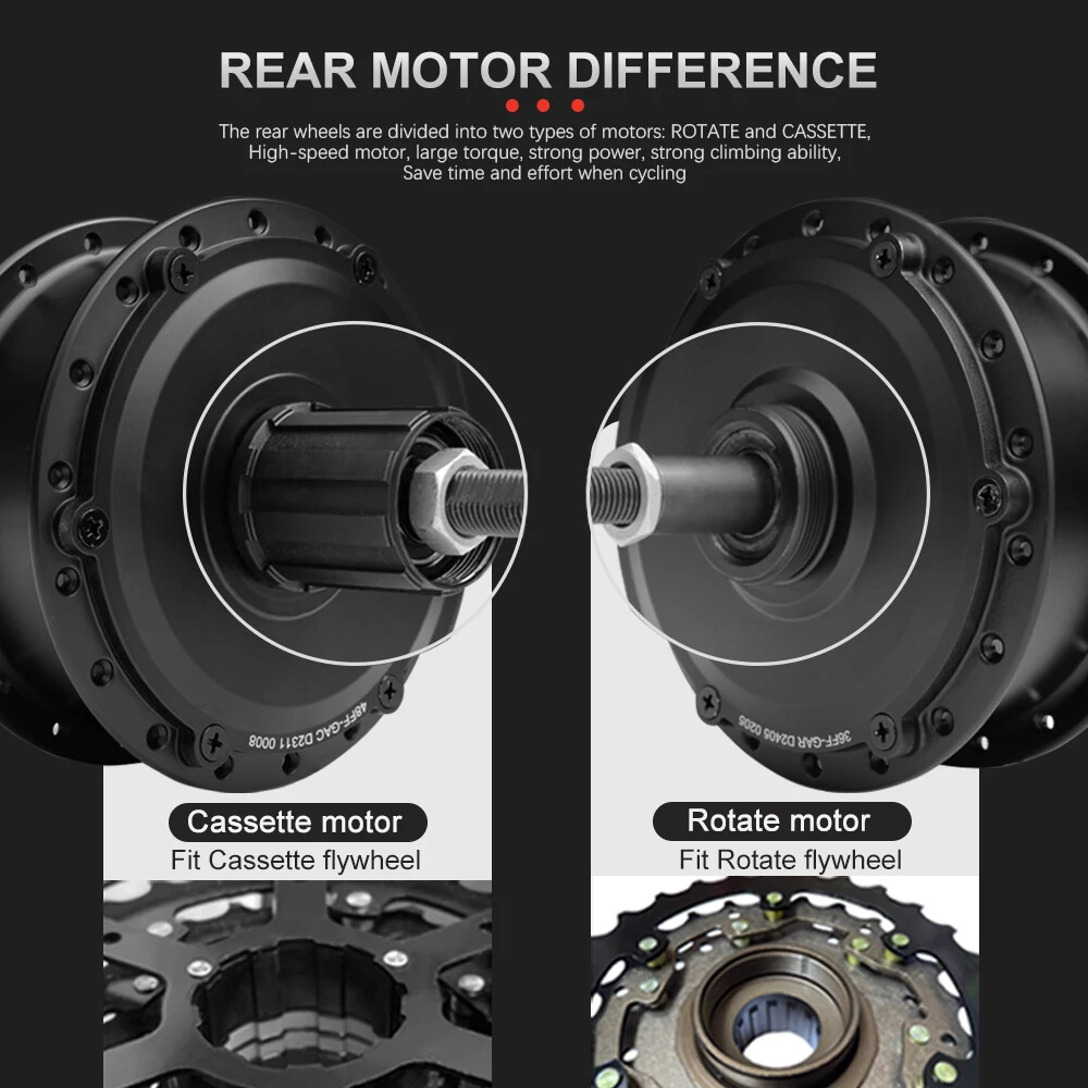 36V/48V 250W 350W 500W MTB Ebike High Speed Front/Rear Brushless Gear Hub Motor