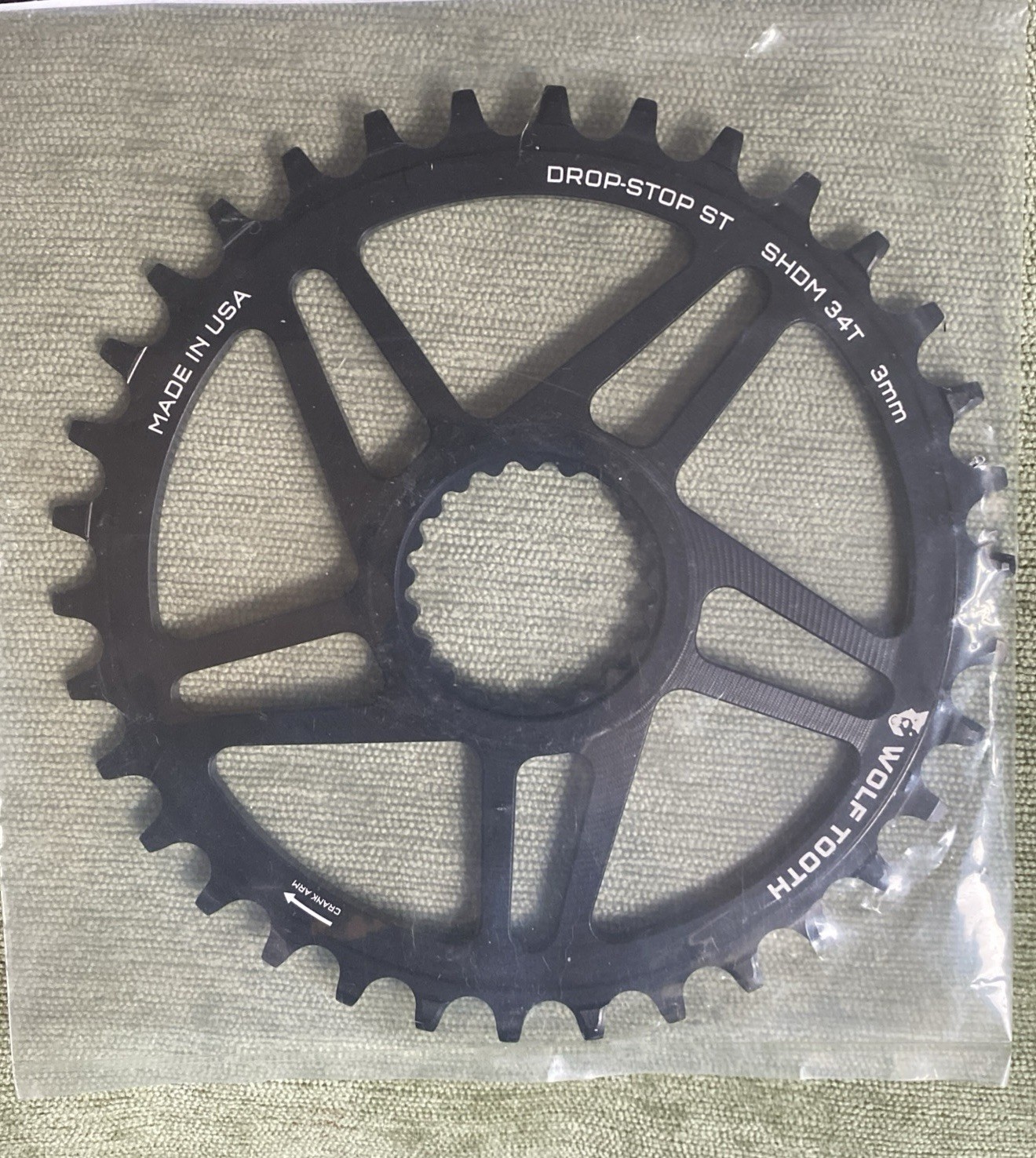 Wolf Tooth Direct Mount Chainring – 34t, Direct Mount, Drop-Stop 12 speed