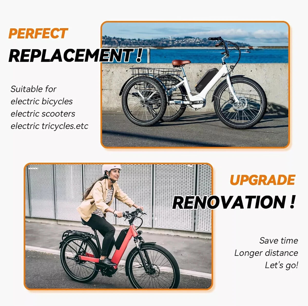 36V 48V 52V Ebike Lithium Battery 20Ah 200W-2000W Electric Bike Key Lockable