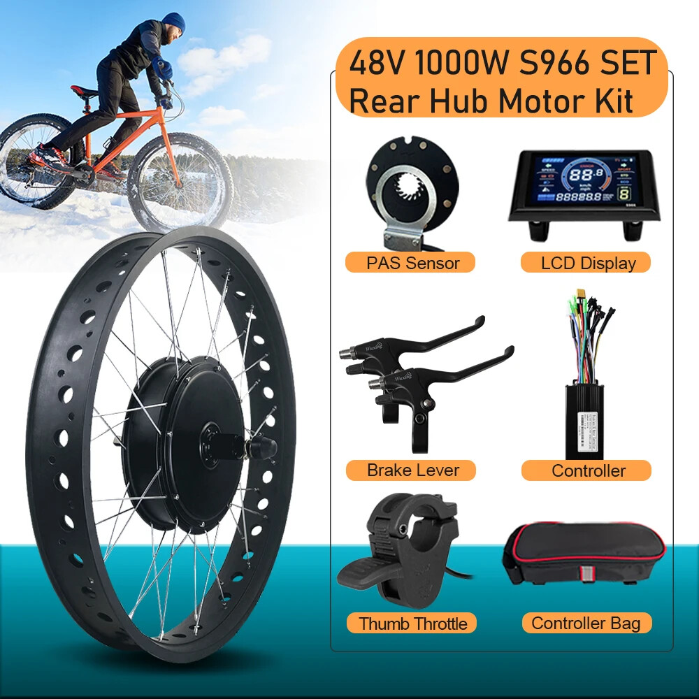 48V1000W Snow Ebike 4.0Tire Brushless Rear Hub Motor 20 24 26in Wheel 170/190mm