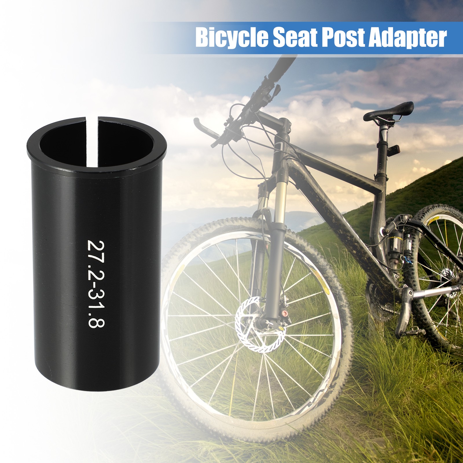 2 Pcs 27.2mm to 31.8mm Bicycle Seat Post Tube Adapter Reducing Sleeve Black