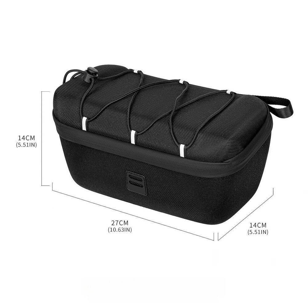 Black Folding Bike Handlebar Bag EVA Hard Shell Front 27 cm x 14 cm x 14 cm