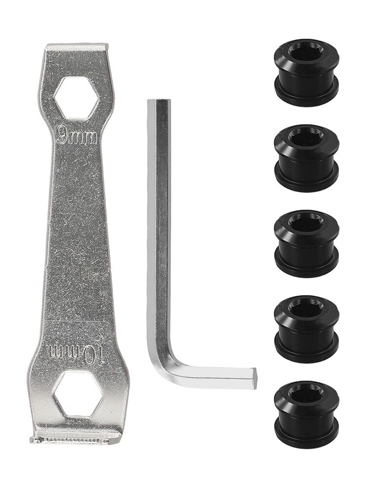 Bike Single Chainwheel Bolt Set with Mounting Tools for DIY Bicycle Projects