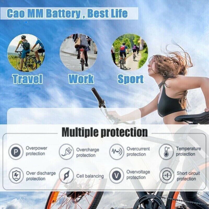 36V 16Ah Lithium Ebike Battery BMS For 100W-1000W Electric Bicycle Bike Motor