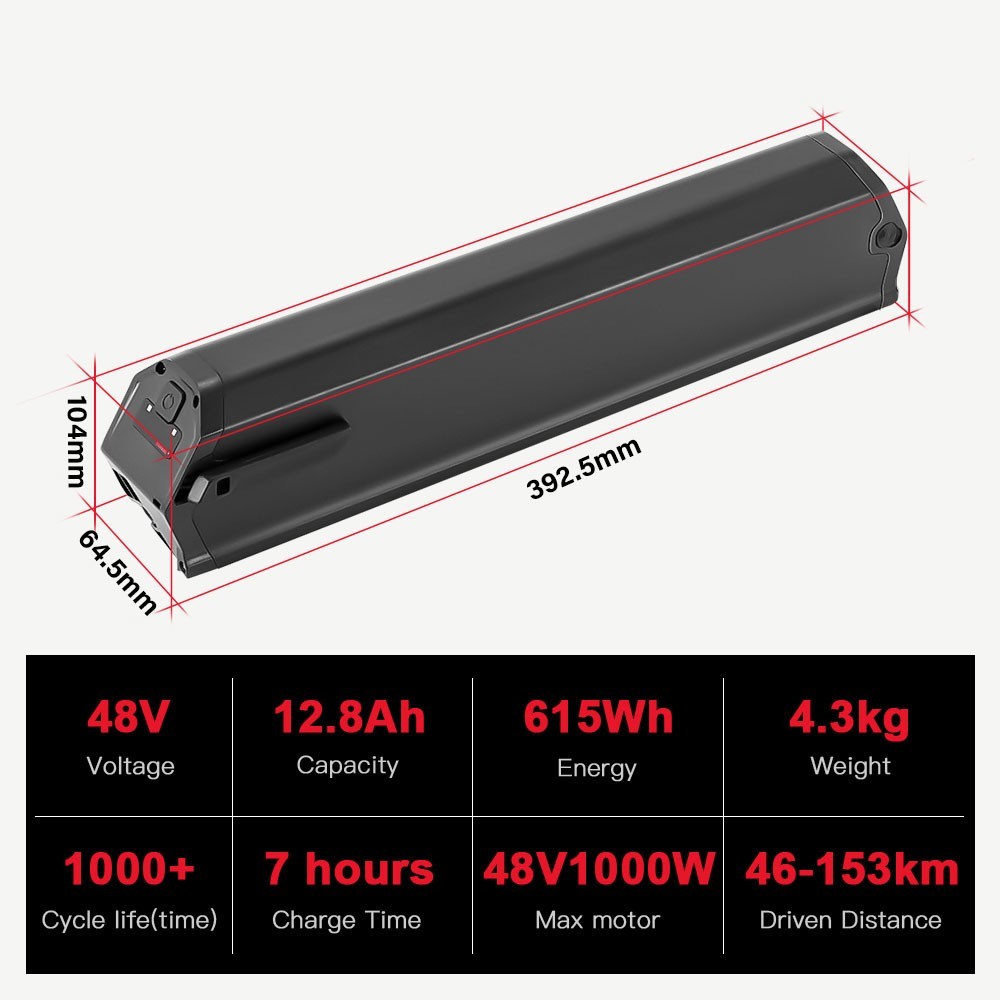 Aventon Pace 500 Battery 48V 12.8Ah Ebike Battery replacement 392.5mm Length