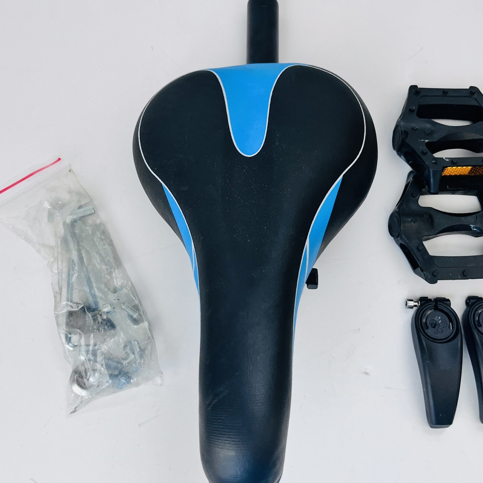 Bike Seat Pedals Accessories Kit Blue Black Bicycle