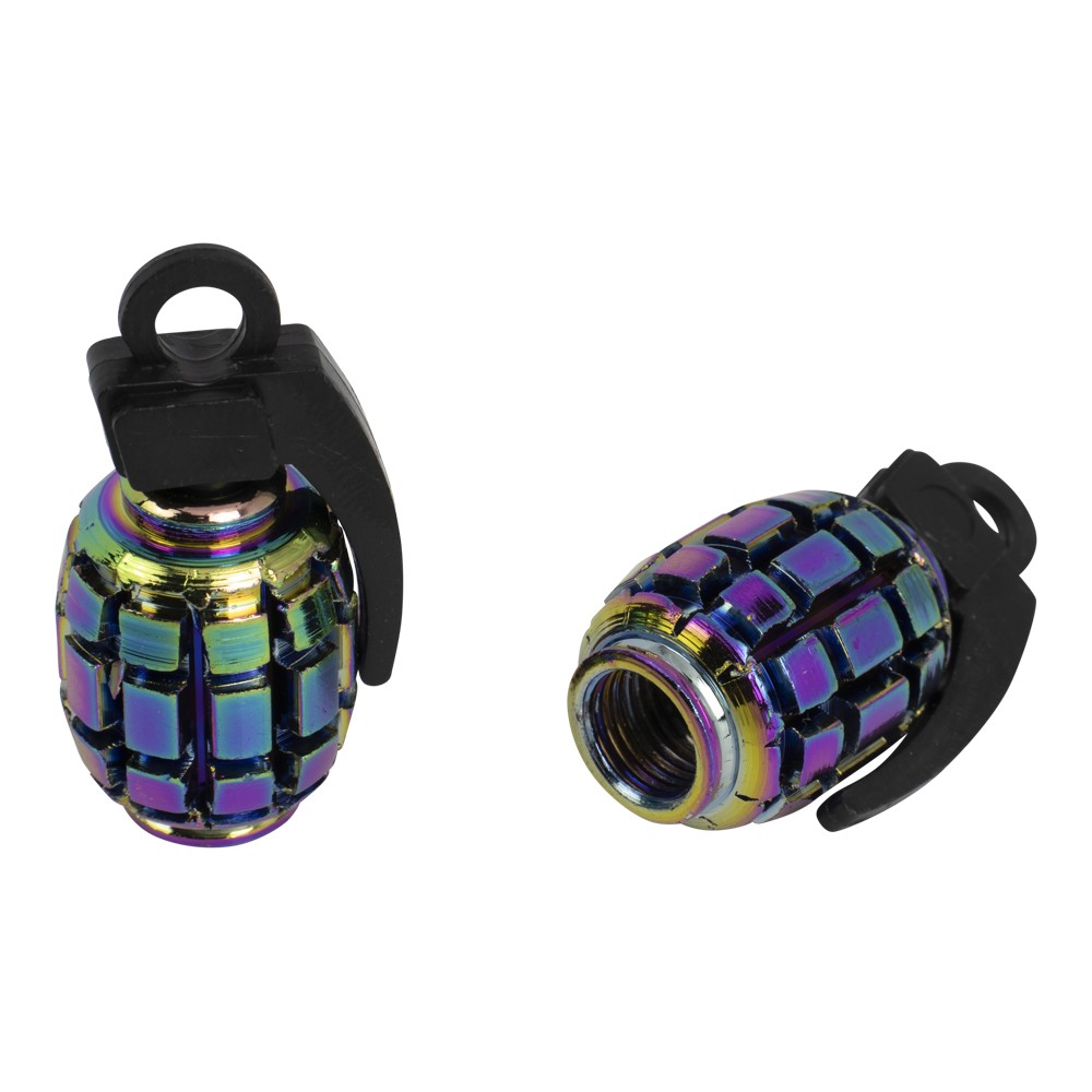 Aluminum Grenade Style Wheel Tire Valve Caps
