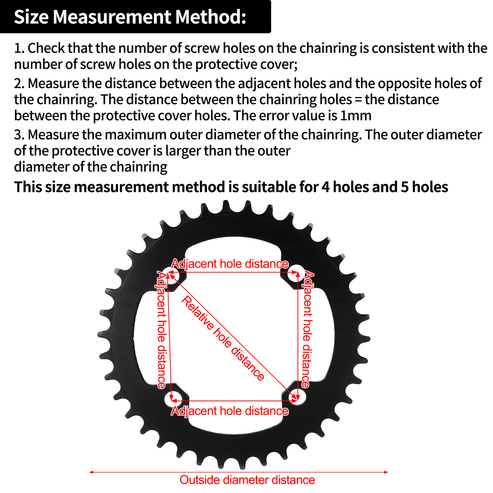 2pc 48 Teeth 12cm 4 Hole Bike Crankset Chain Wheel Cover Protection Black