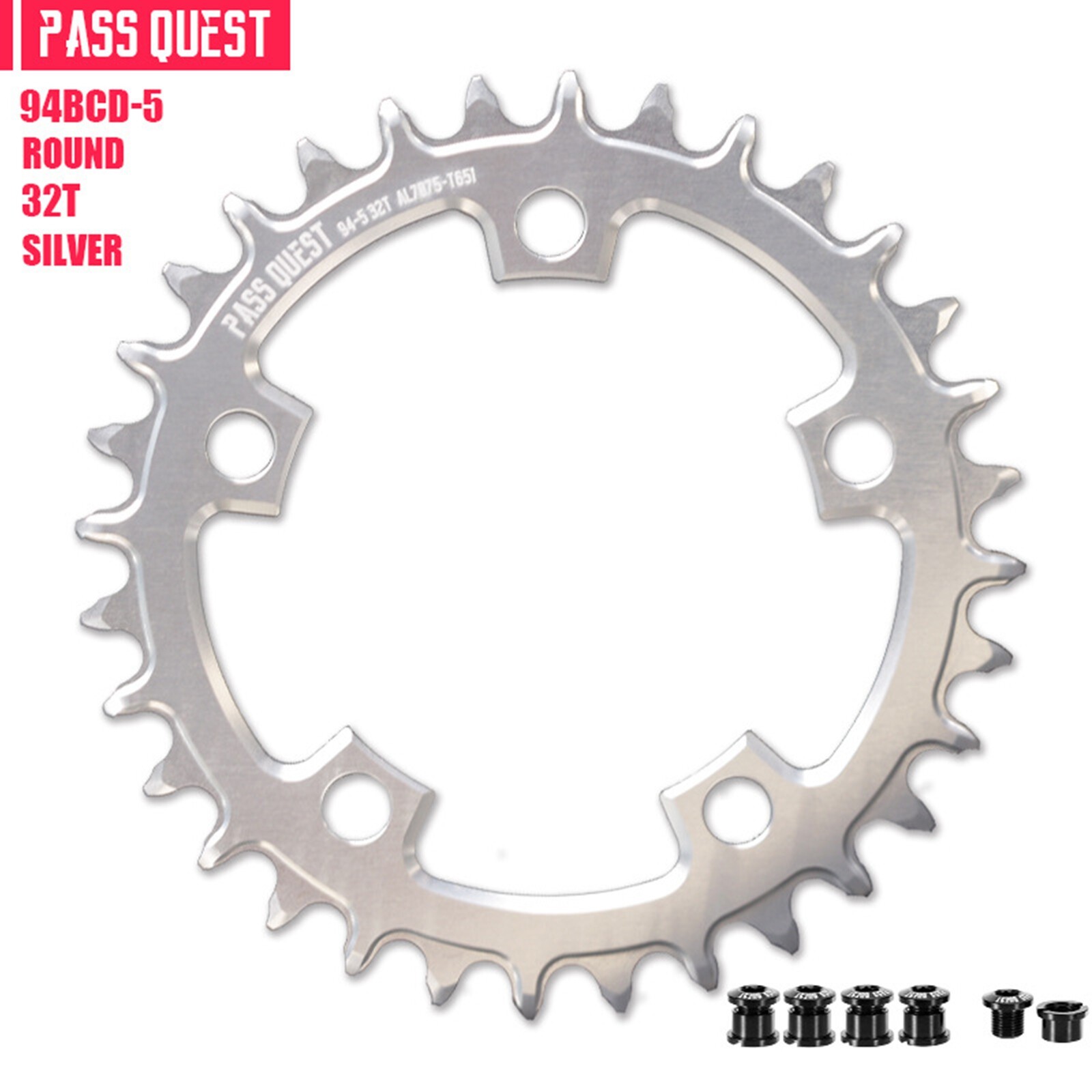 PASS QUEST 94 BCD 5Arm Bicycle Chain wheel ROUND Narrow Wide Chainring 32-36Tage
