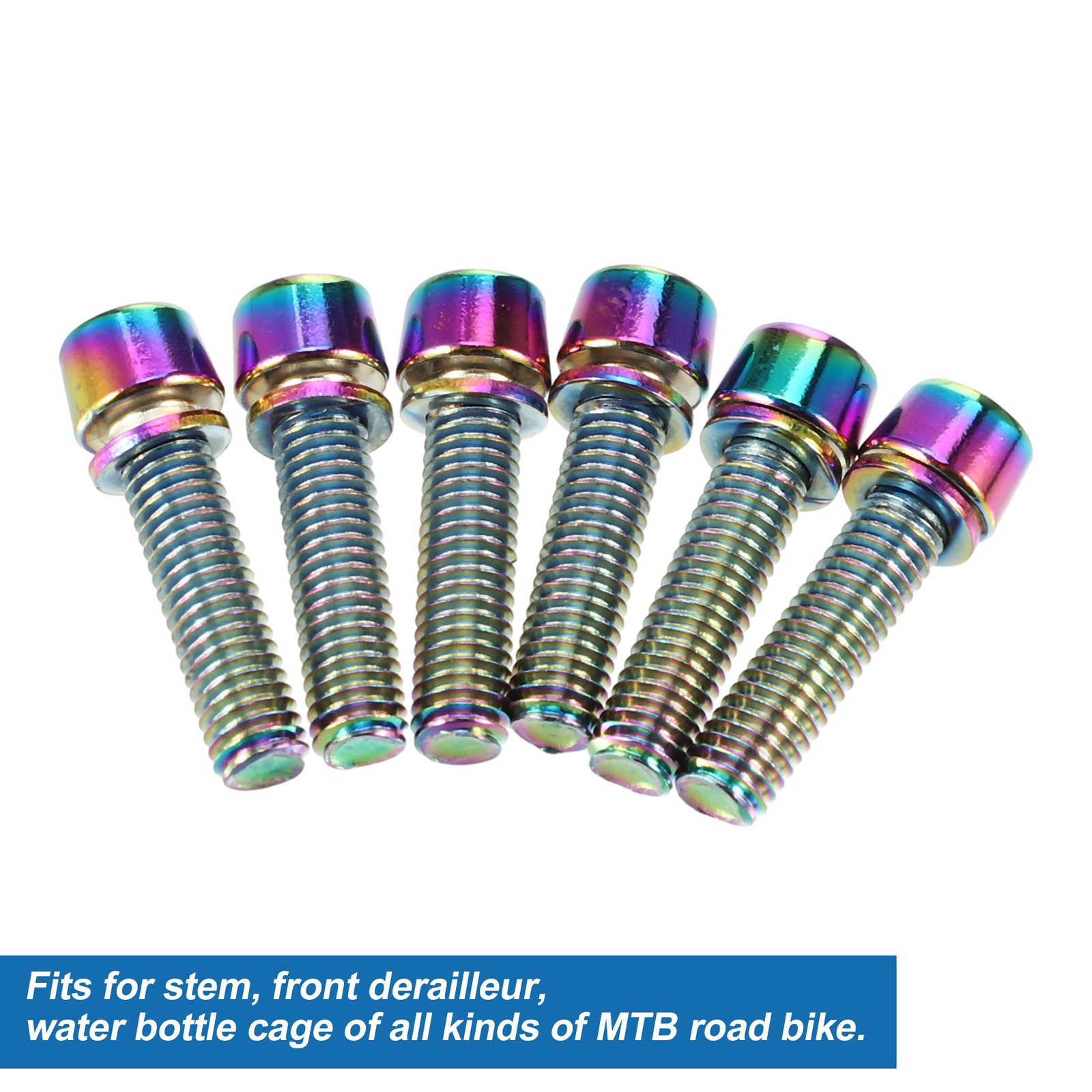 6 Pcs Bicycle Stem Screws for Bike Bicycle Stem M5x20mm Steel Assorted Color