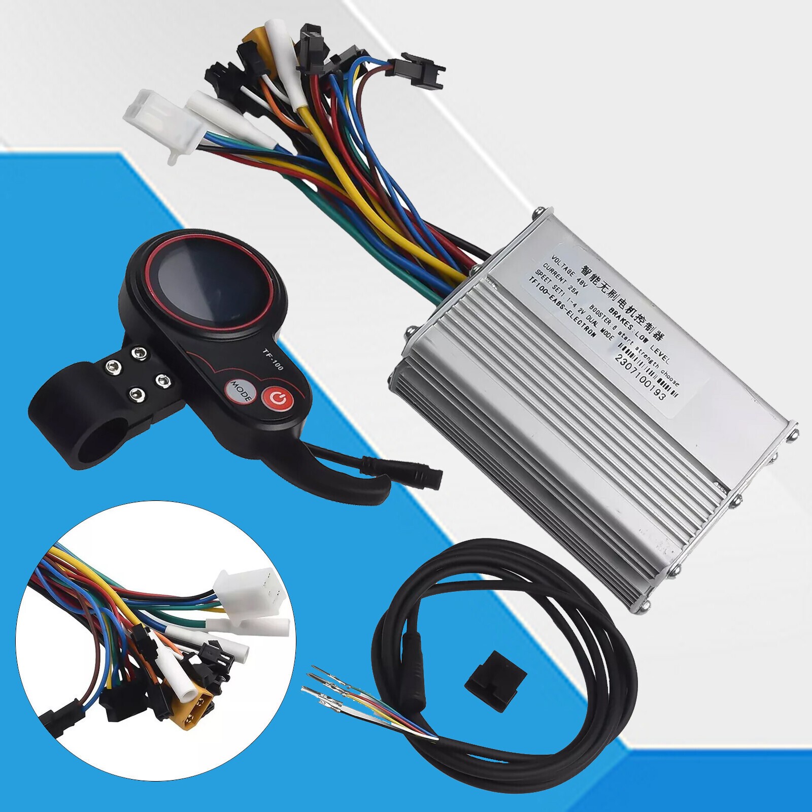 LCD Display + 6 Pin Cable For Scooter+ 1200W 48V-25A Brushless Motor Controller