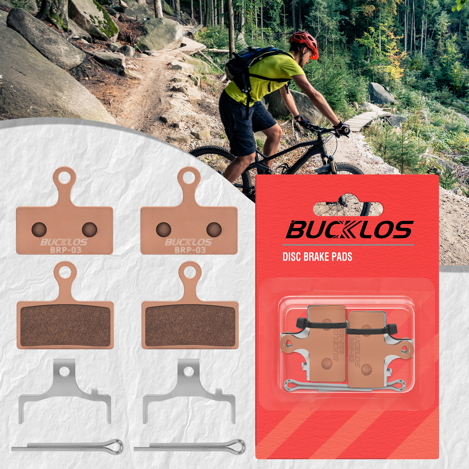 BUCKLOS BRP-03 Disc Brake Pad Resin Sintered-metal Ceramic MTB for Shimano G01S