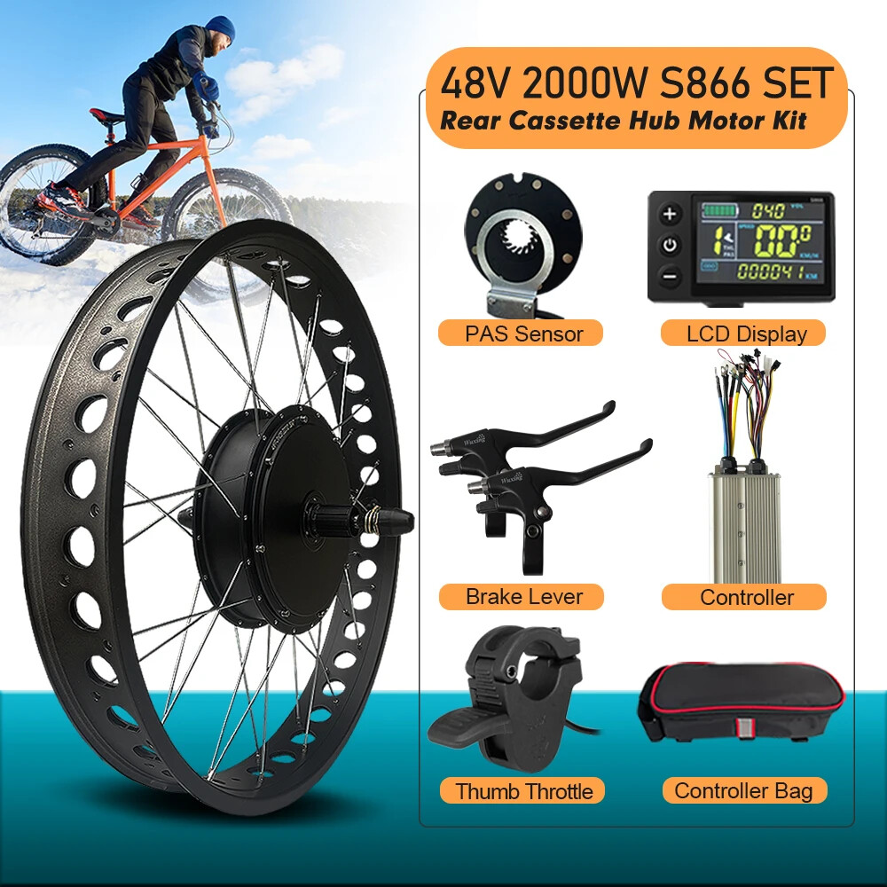 20 24 26inch 48V 2000W E-bike Fat Tire Brushless Rear Cassette Hub Motor Wheel
