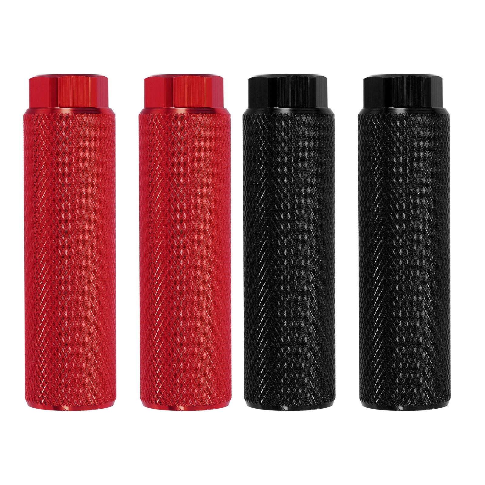 4 Pack Aluminum Alloy Bike Pegs Anti-Skid Fit 3/8 Inch Axles Red/Black