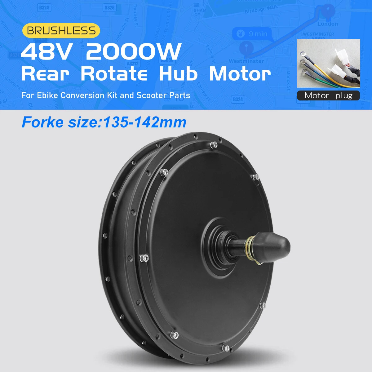 MTB Electric Bicycle 48V 52V 2000W Front Rear Brushless Non-gear Hub Motor Wheel
