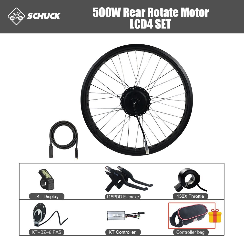 36V 48V 500W Snow E-bike Rear Rotate Hub Motor Conversion Kit 20 / 26 Inch Wheel