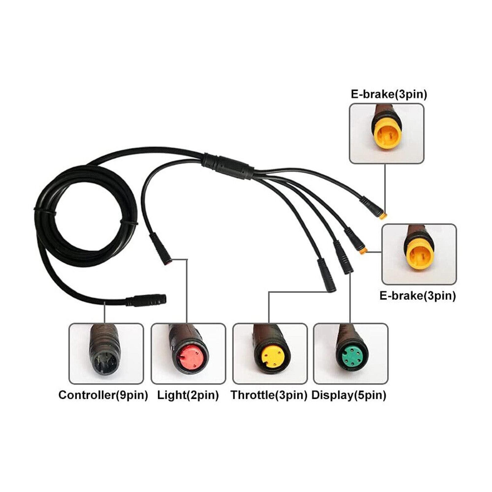 1x Electric Bicycle E-bike Integration Cable Waterproof 1 to 5 For KT Controller