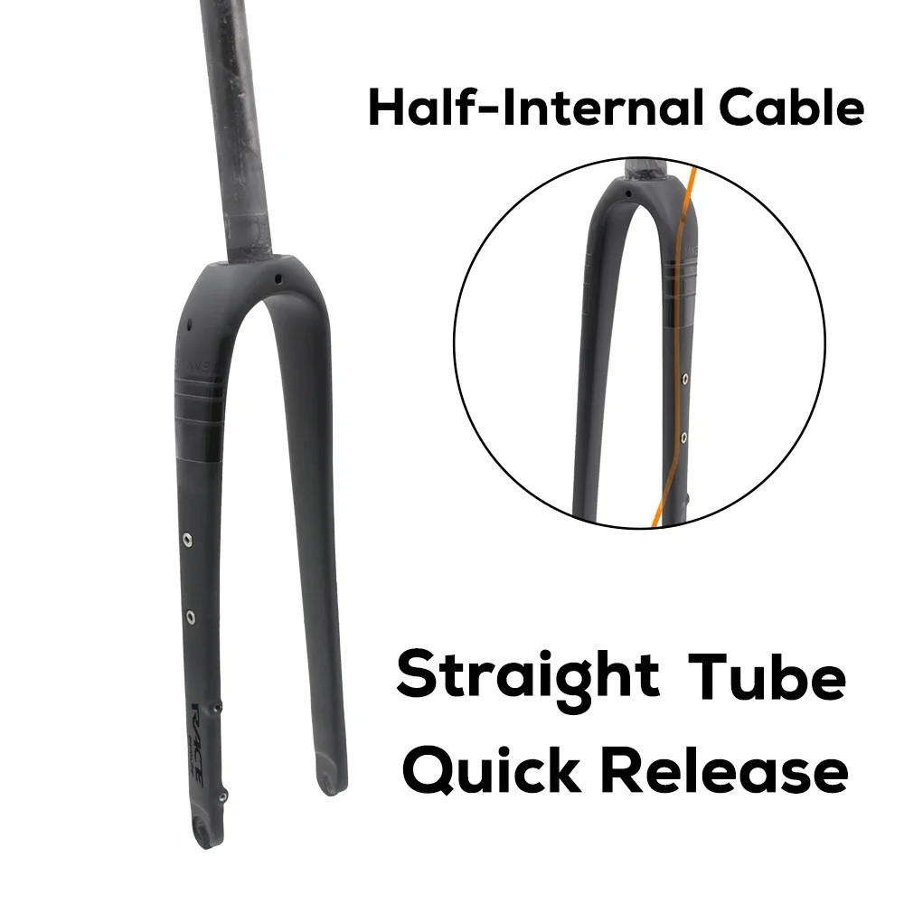 Carbon Gravel Bike Front Fork 700C Straight Tapered Tube Half Internal Cable