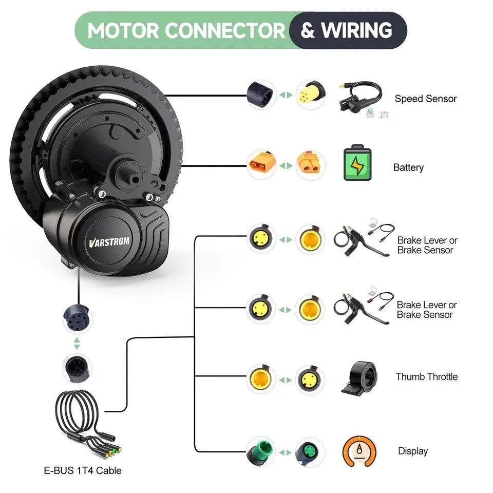 48V500W68MM-73MM Mid Motor TSDZ2B Torque Sensor Varstrom Ebike Conversion Kits