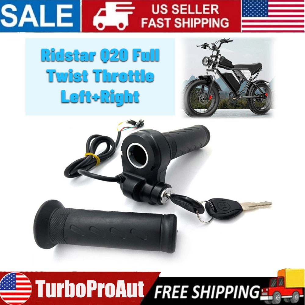 Ebike Full Twist Throttle Grip with 2 Keys Compatible Fit for Ridstar Q20 E-Bike