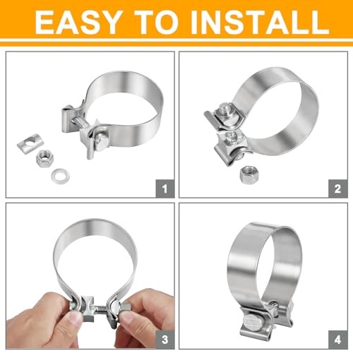2.75 inch Exhaust Clamp, 2 3/4 Exhaust Clamp Stainless 2.75 Exhaust Clamp 2pcs