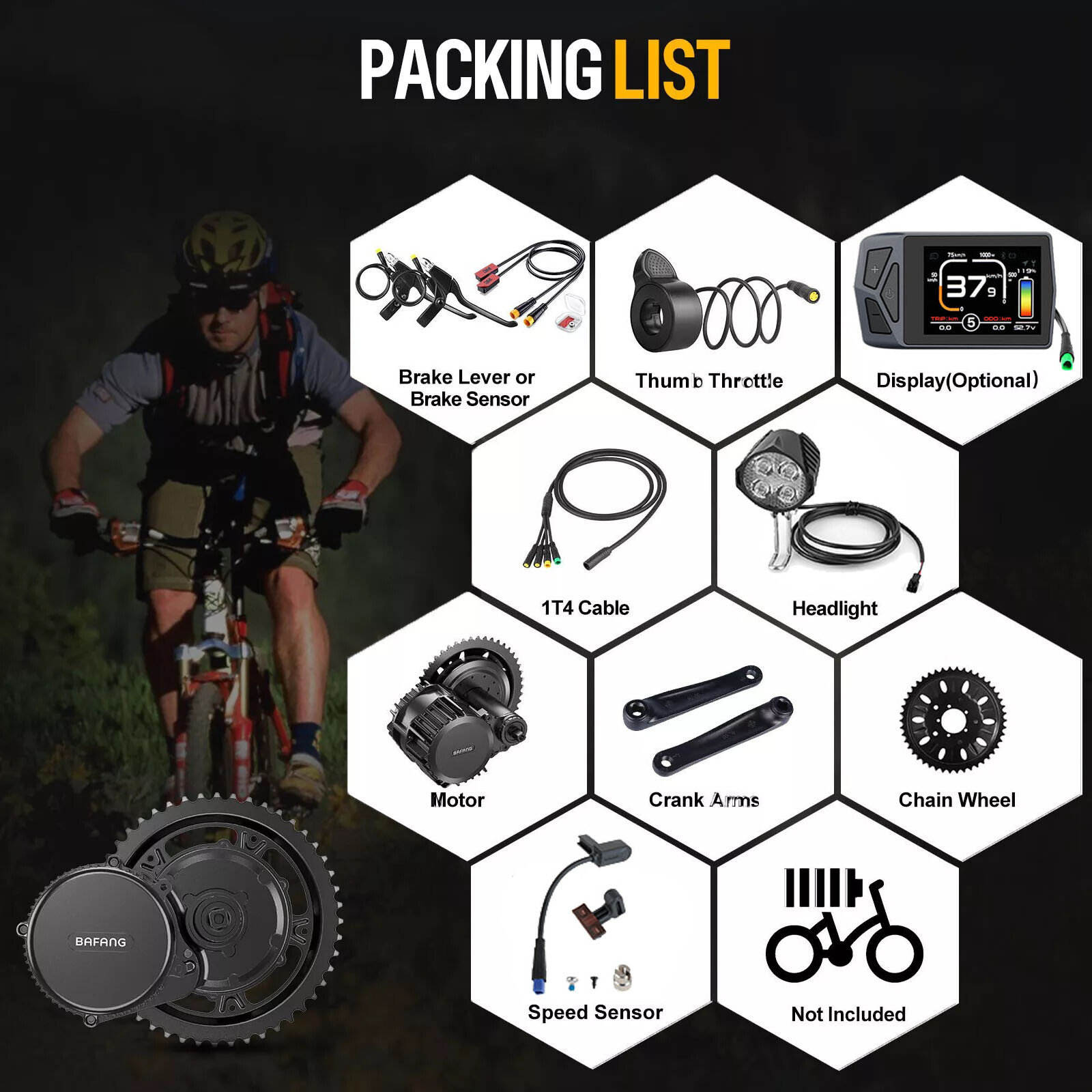 BAFANG BBS02B 48V 750W Mid Drive Motor Conversion Kit 500C Display 36T Chainring