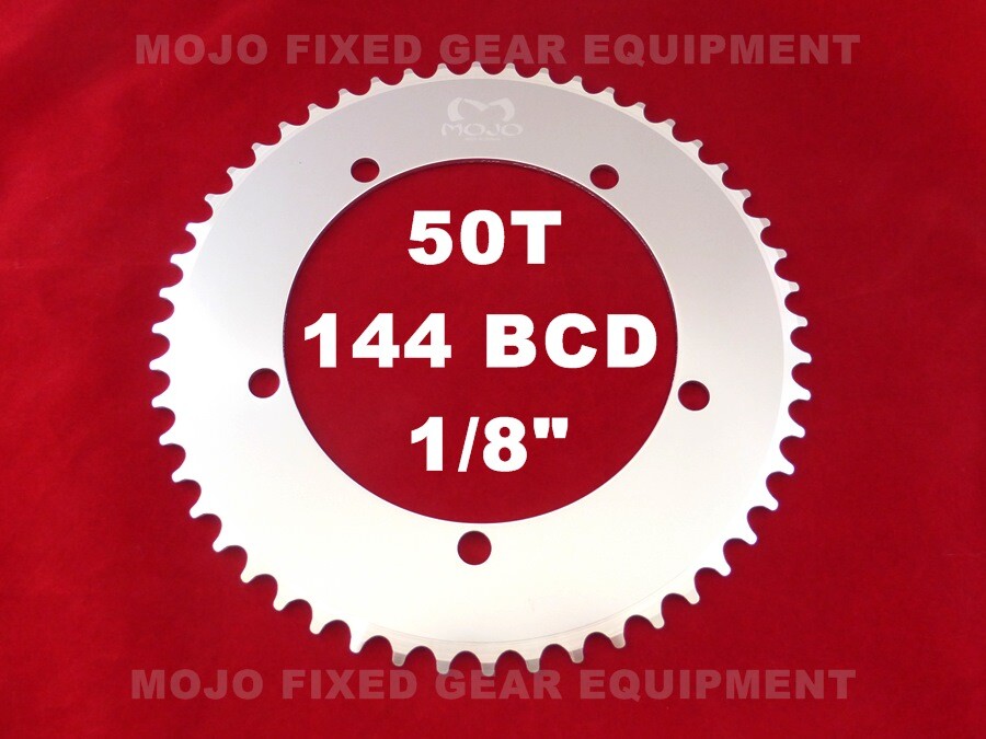 MOJO Fixed Gear Chainring 50T – 144 BCD Track Fixie single speed 1/8″ – SILVER