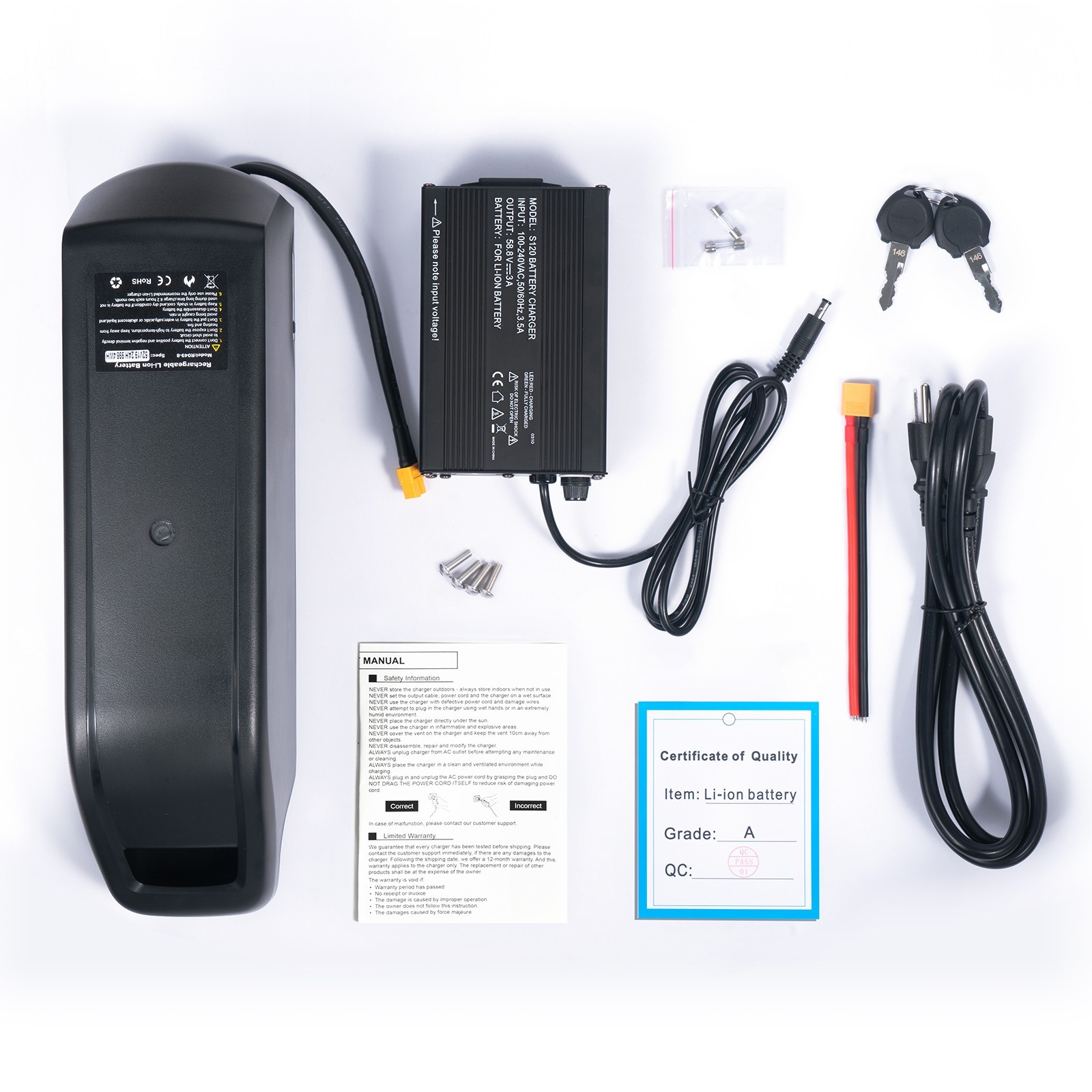 Ebike Battery 48V 52V 60V 20ah/25AH LG Cells Li-ion for 250W-2000W Electric Bike