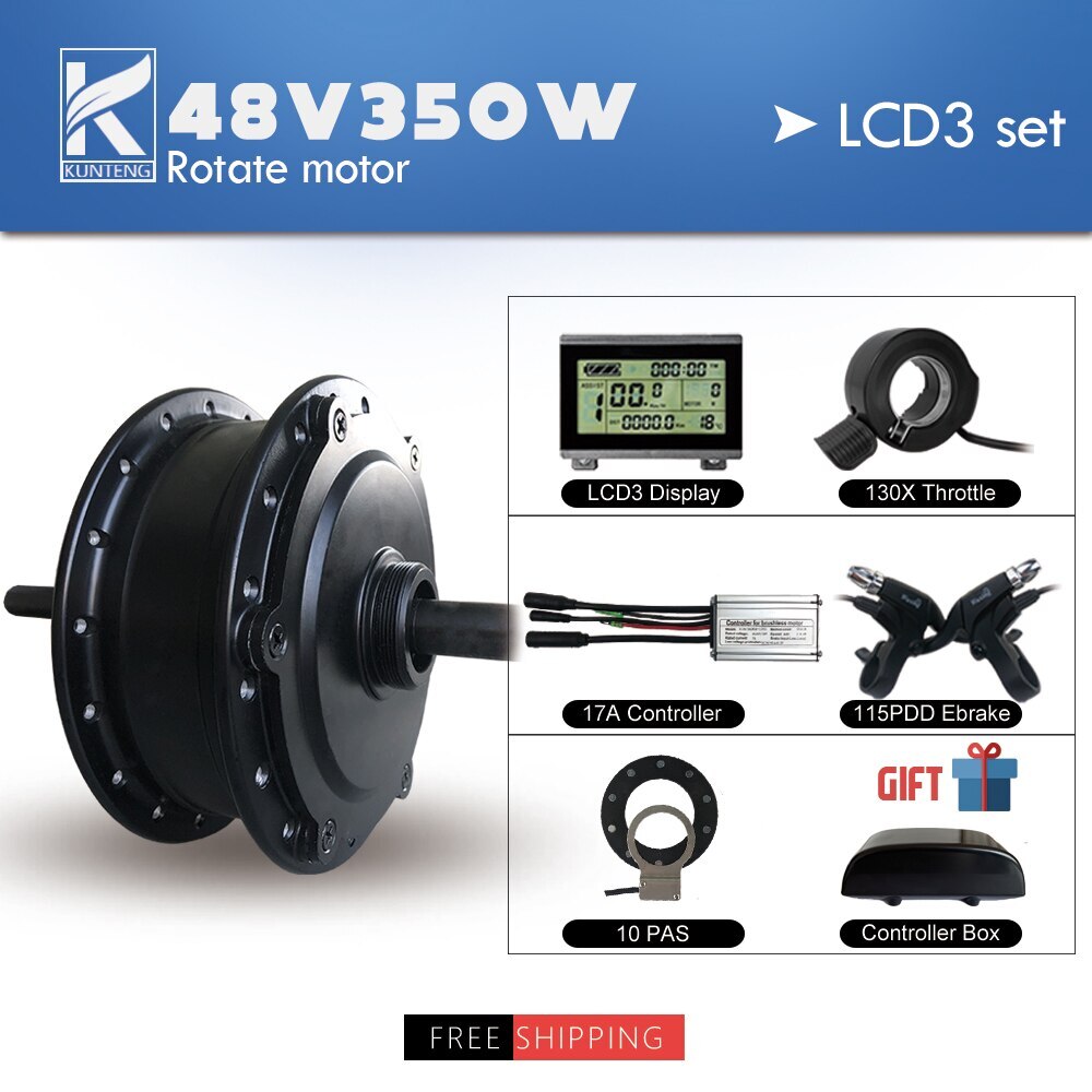 Electric Bike Conversion Kit 36V 48V 350W Rear Rotate Hub Motor Waterproof Plug
