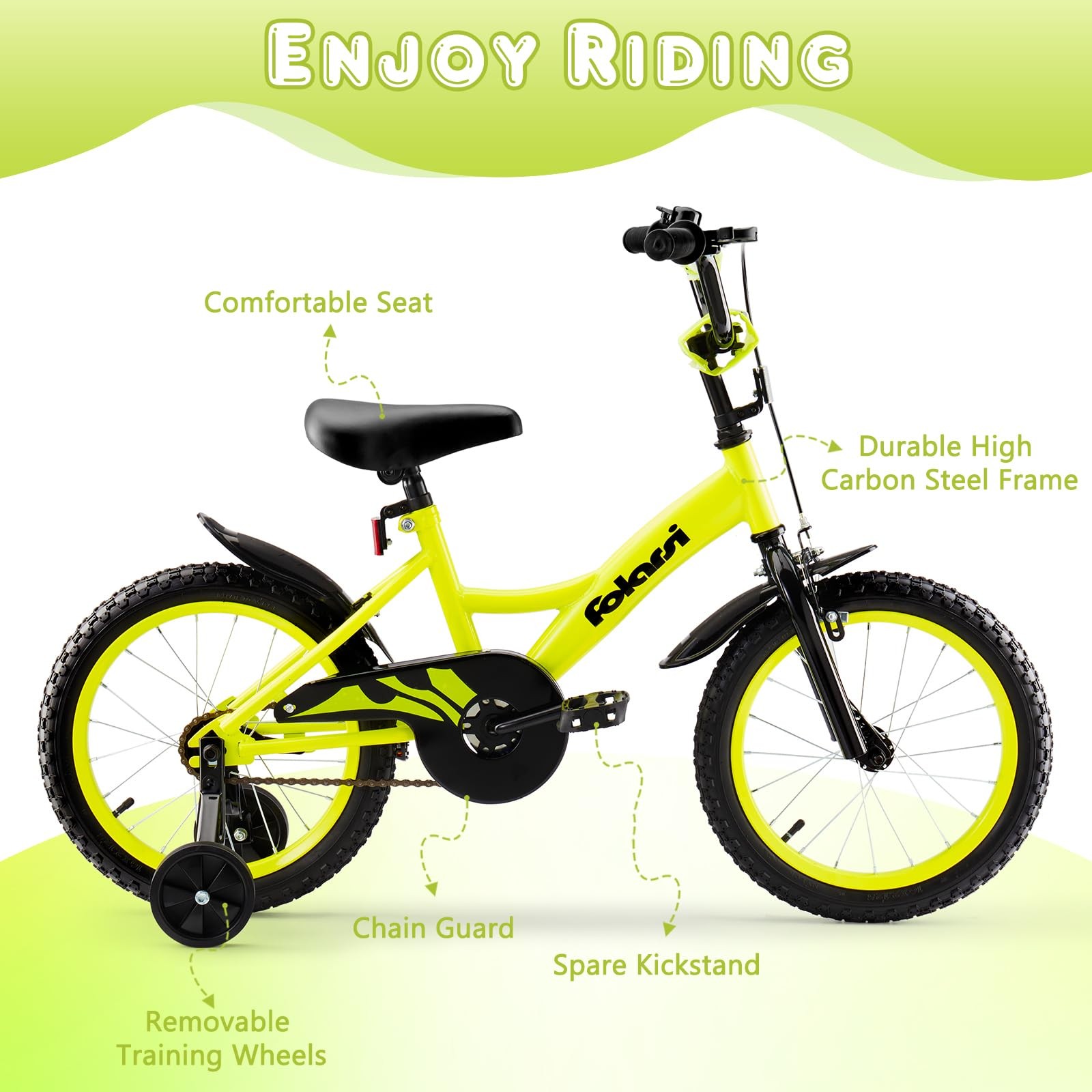 Folarsi Kids Bike 14 16 18 Inch Bicycle For 3-9 Years Boys Girls Bikechildrens