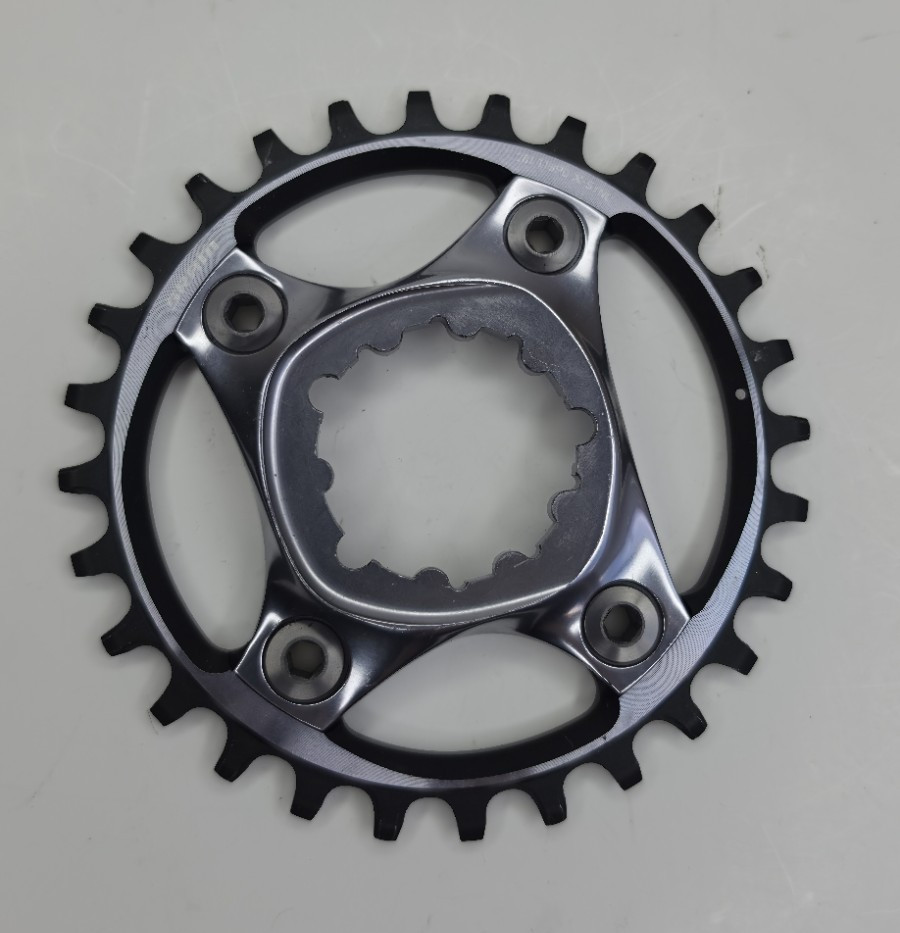 32T Bike Chainring 104mm BCD 4-Bolt Aluminum Black/Gray S-10