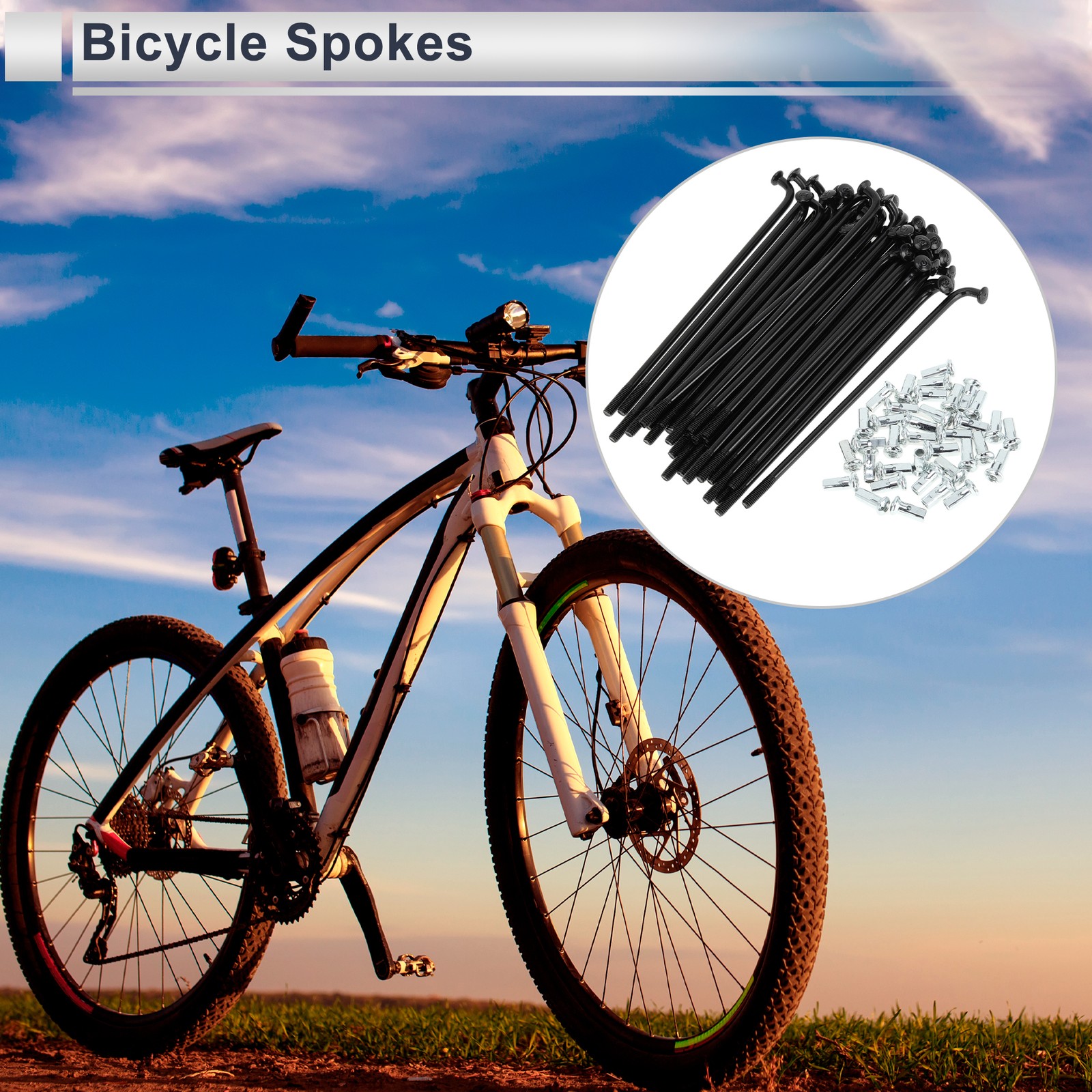 1 Set 12G 89mm Length Bicycle Spokes Nipple Carbon Steel Black Universal