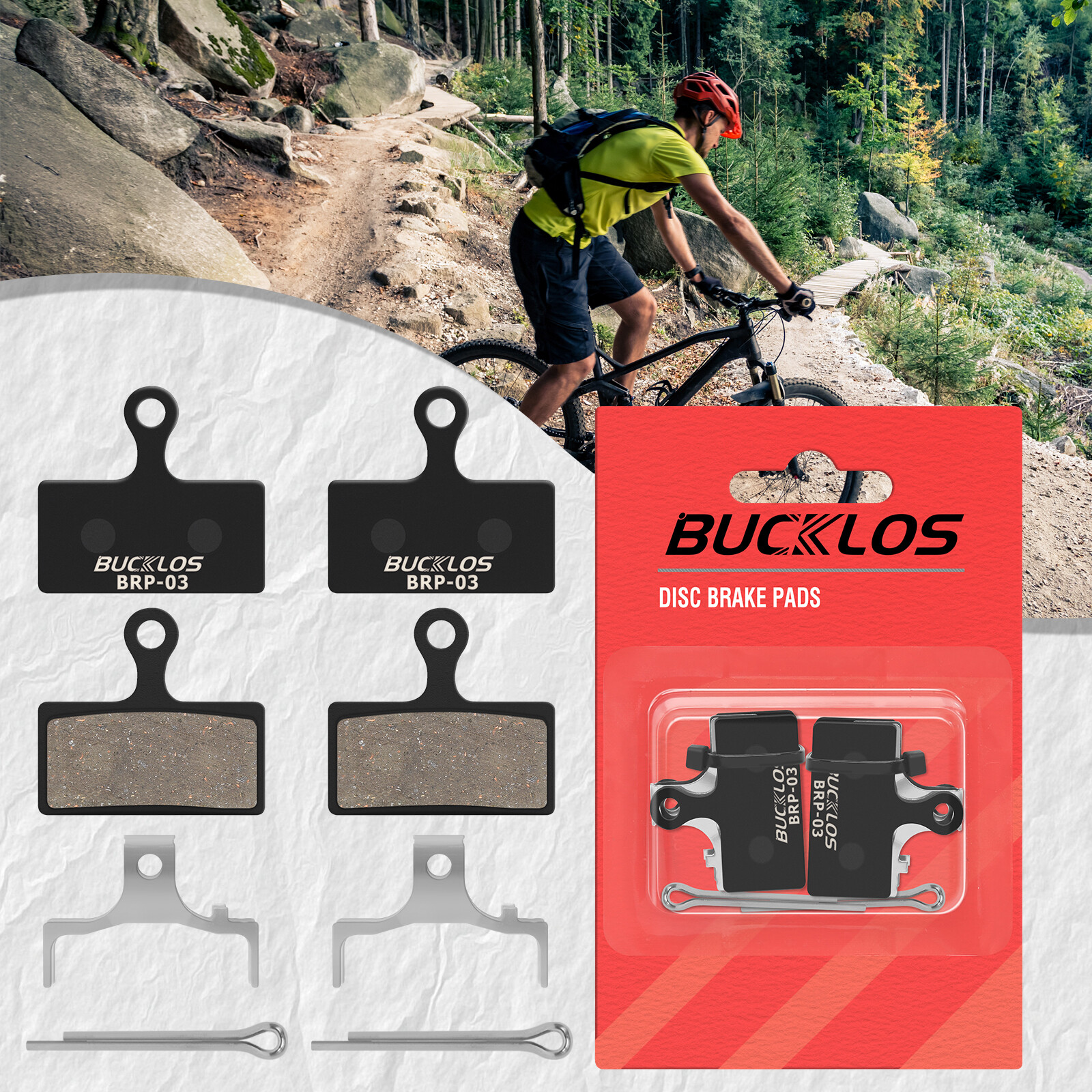 BUCKLOS BRP-03 Disc Brake Pad Resin Sintered-metal Ceramic MTB for Shimano G01S