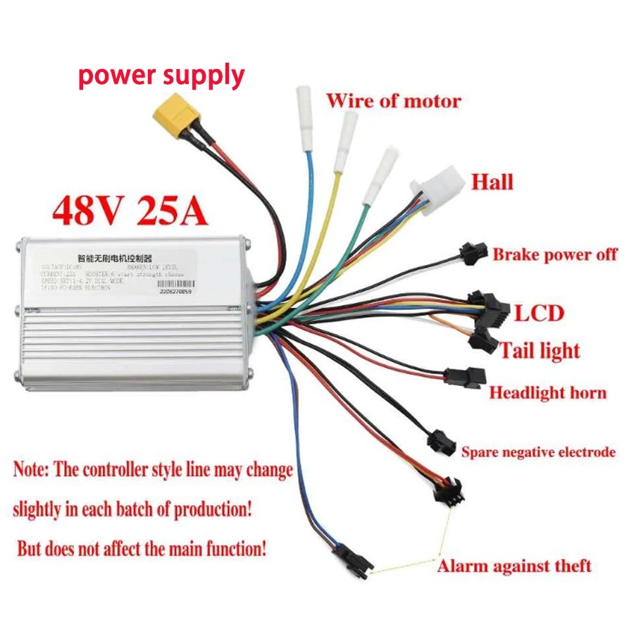1200W 48V-25A Brushless Motor Controller+LCD Display +6 Pin Cable For Scooter US