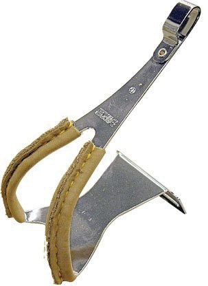 MKS Toe clips with leather, steel – large – pair