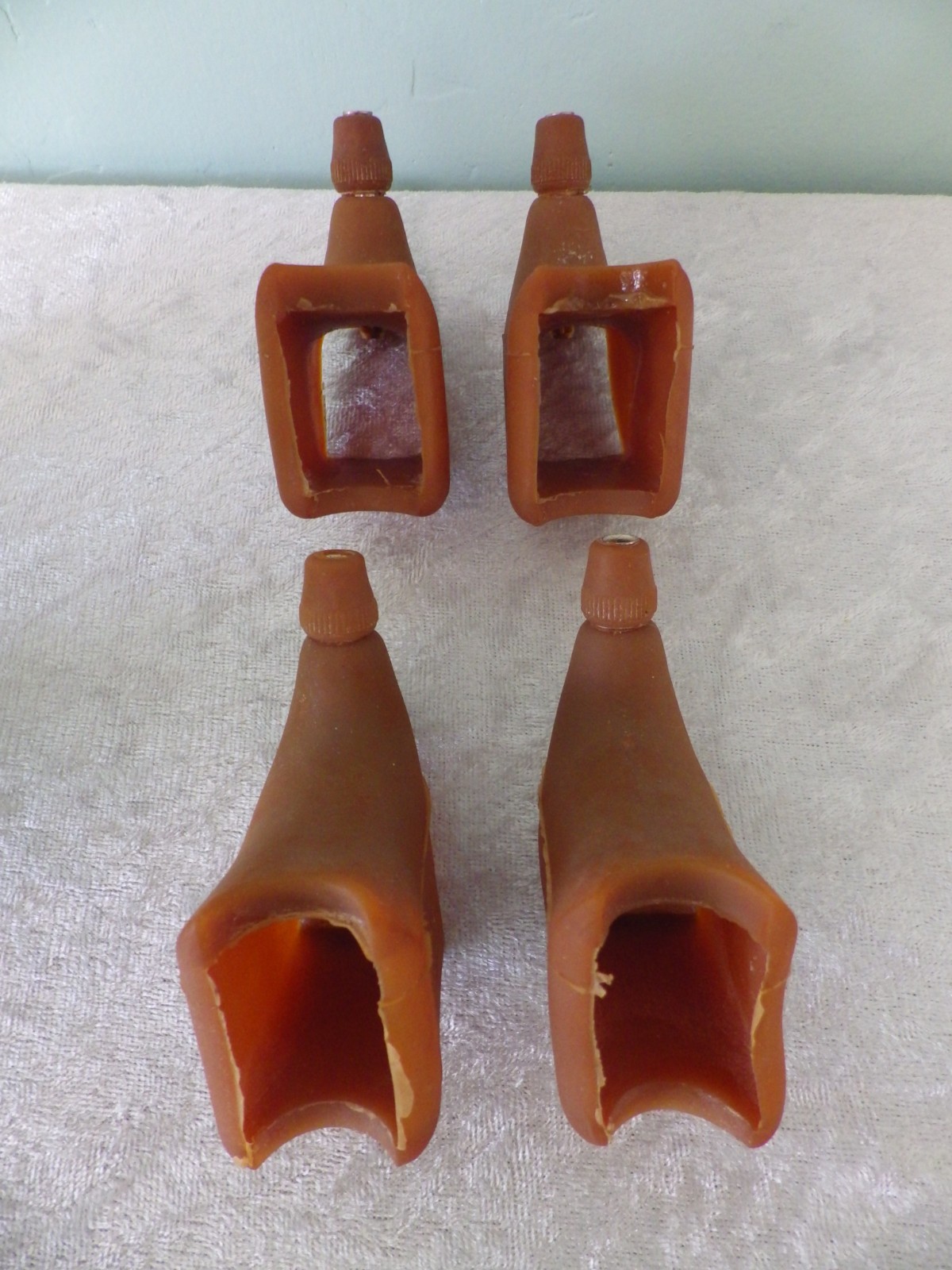 4 MAFAC vtg gum brown tan brake lever hoods lot NOS 1970s with barrel adjusters