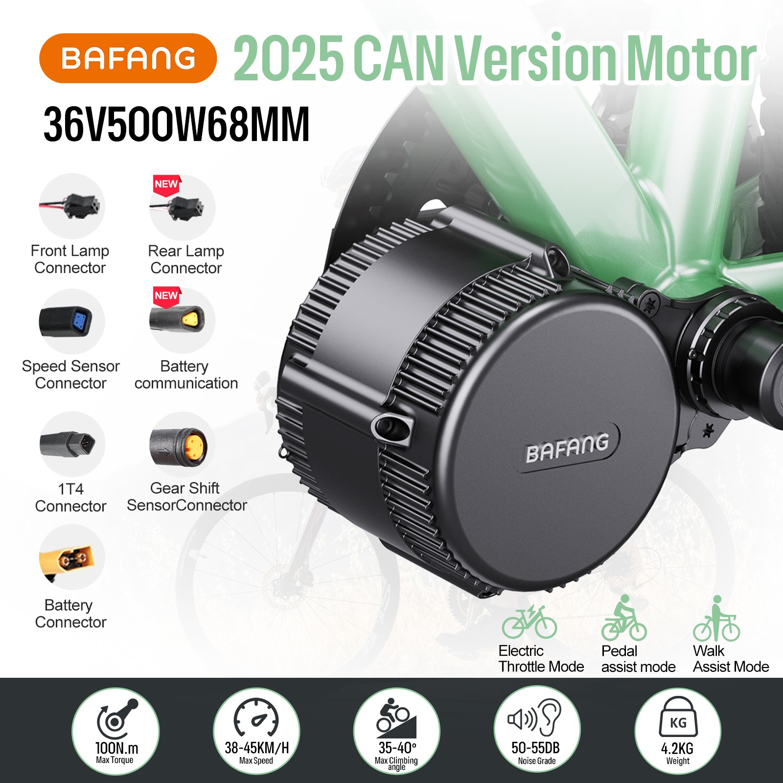 36V 48V Bafang Mid Drive Motor 250W/500/750 DIY Ebike Conversion Kits 68mm-100mm
