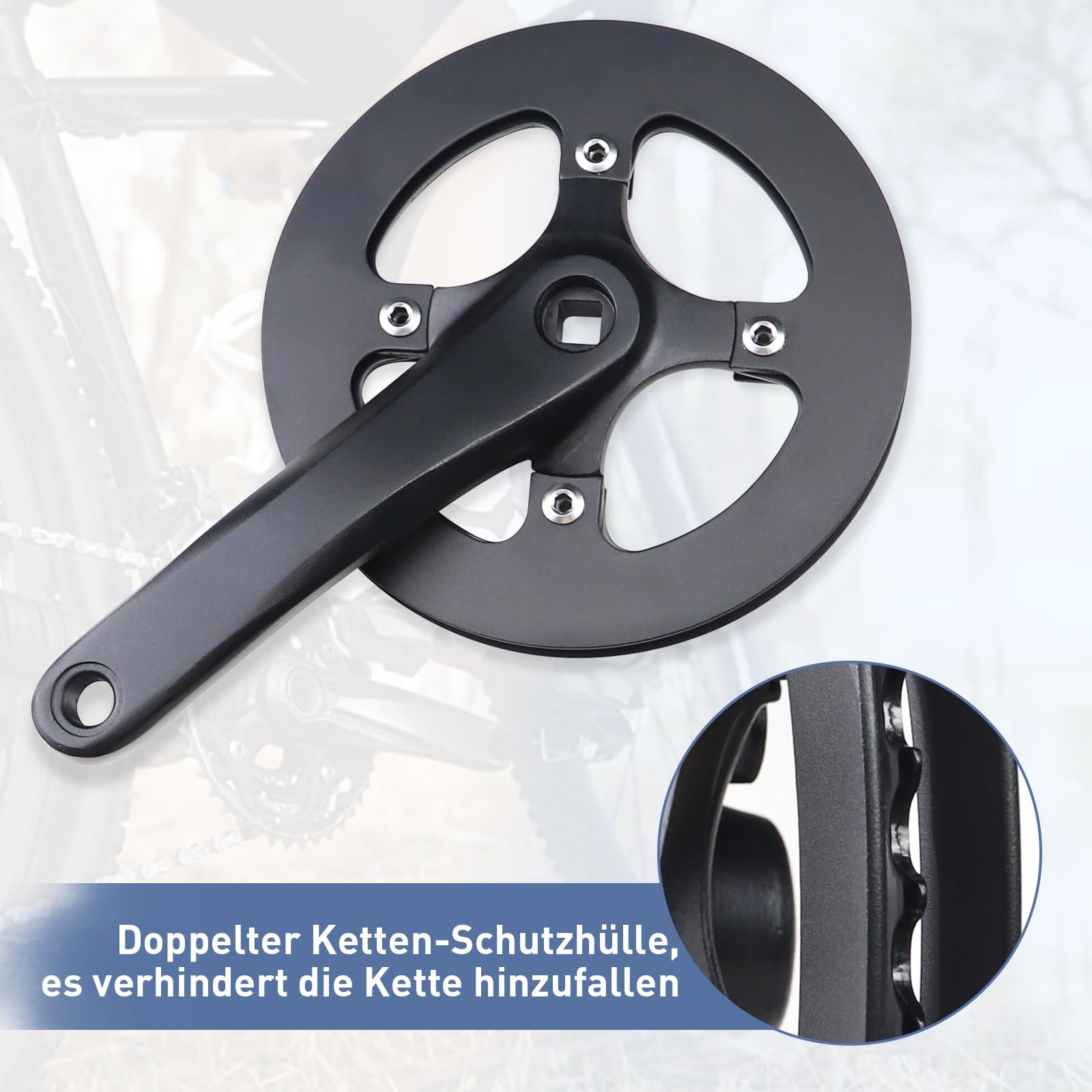 “42T Crankset with Alloy Cover, 170mm Arm for Single Speed & 6/7/8 Speed Bikes”
