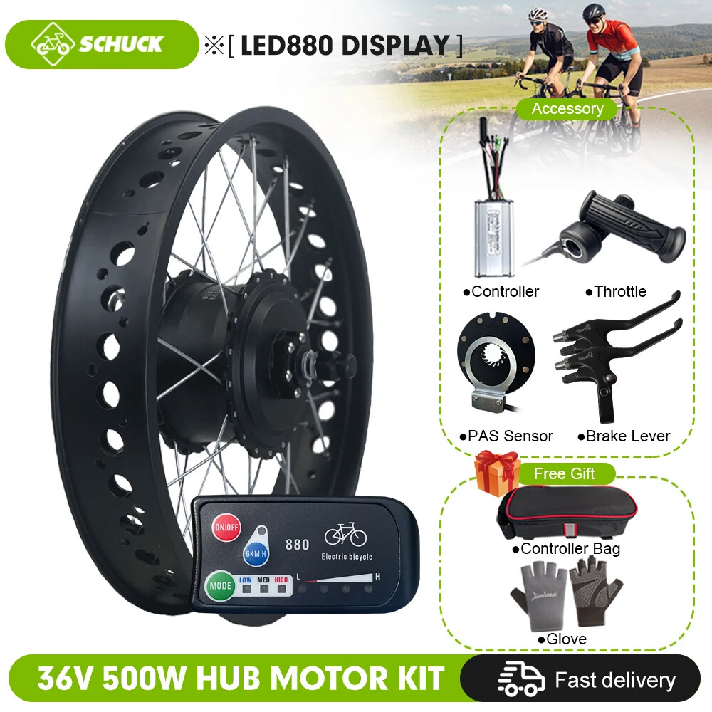 20 26 Inch 36V 48V 500W Rear Cassette Hub Motor Snow E-bike Conversion Kit