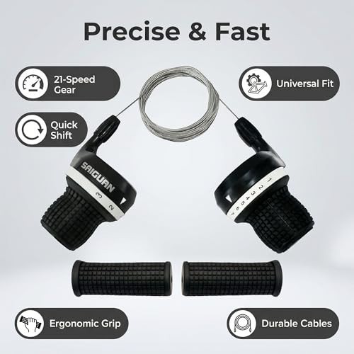 3×7 Speed Bike Shifter Set, 21 Speed Twist Grip Gear Shifters with Cables & Hand