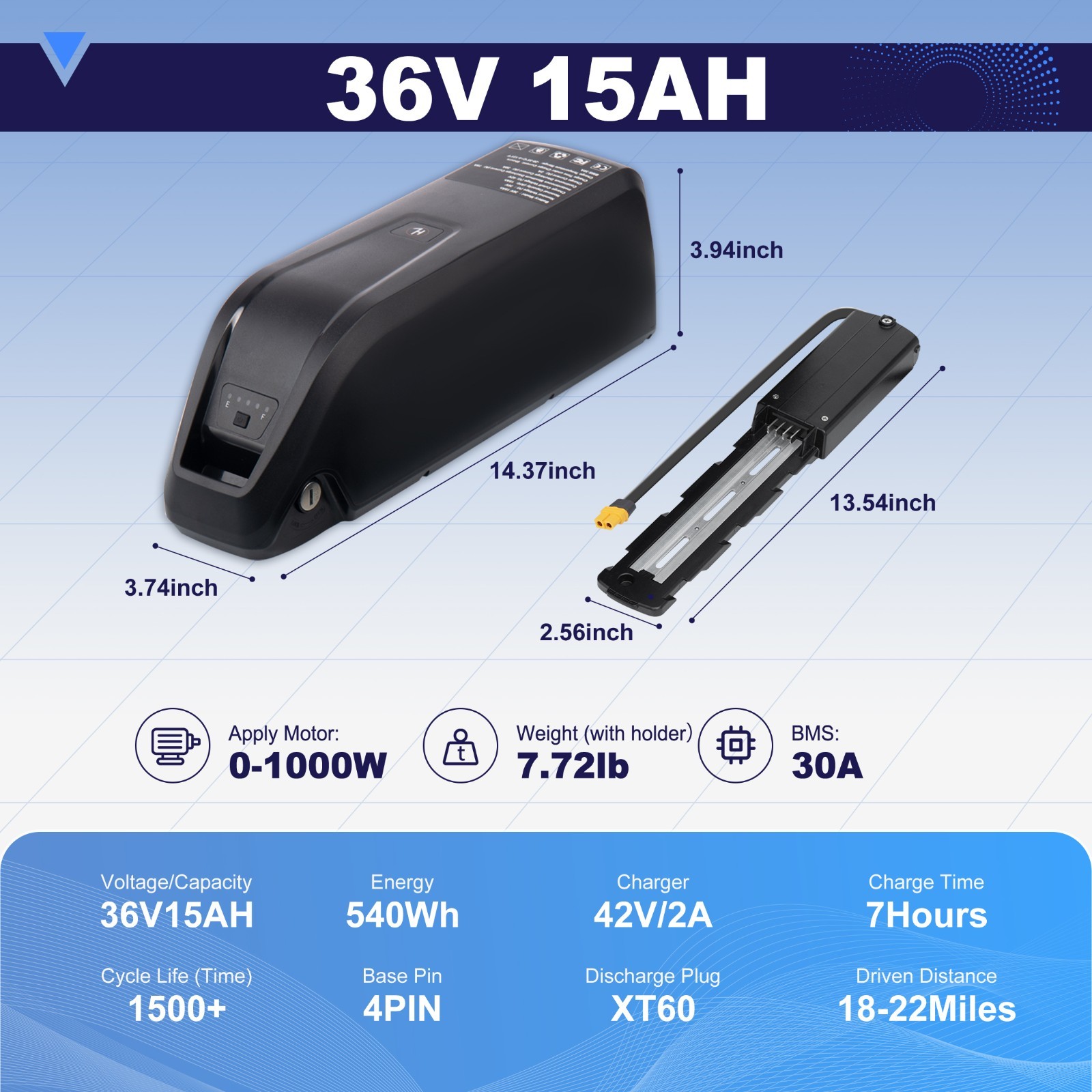 36V eBike Battery 36V 10Ah/15Ah/20Ah Battery For Electric Bicycle 0-1200W Motors