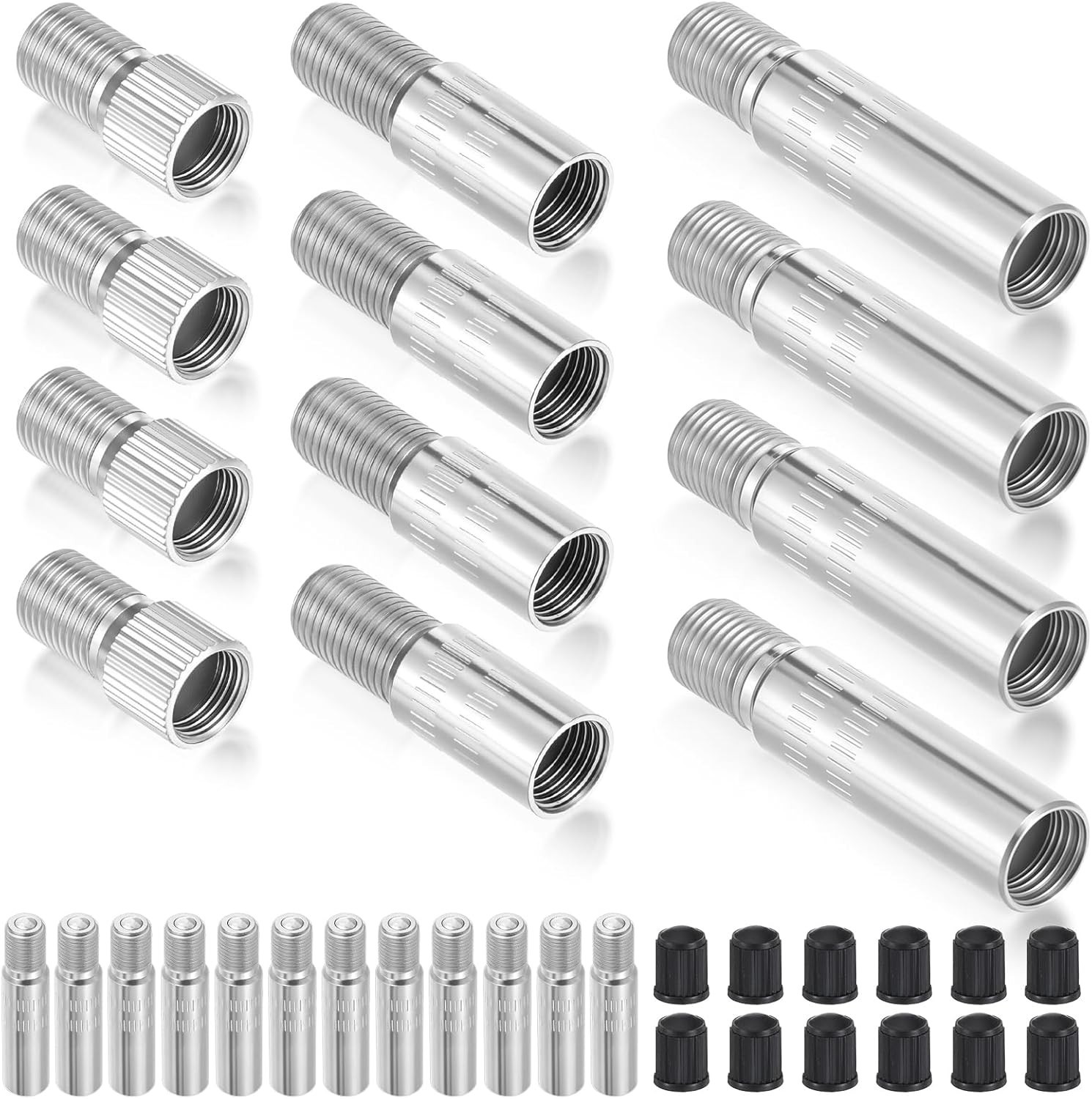 12 PCS Valve Stem Extension Kit, 19/27/39mm Tire Valve Extension, Stainless