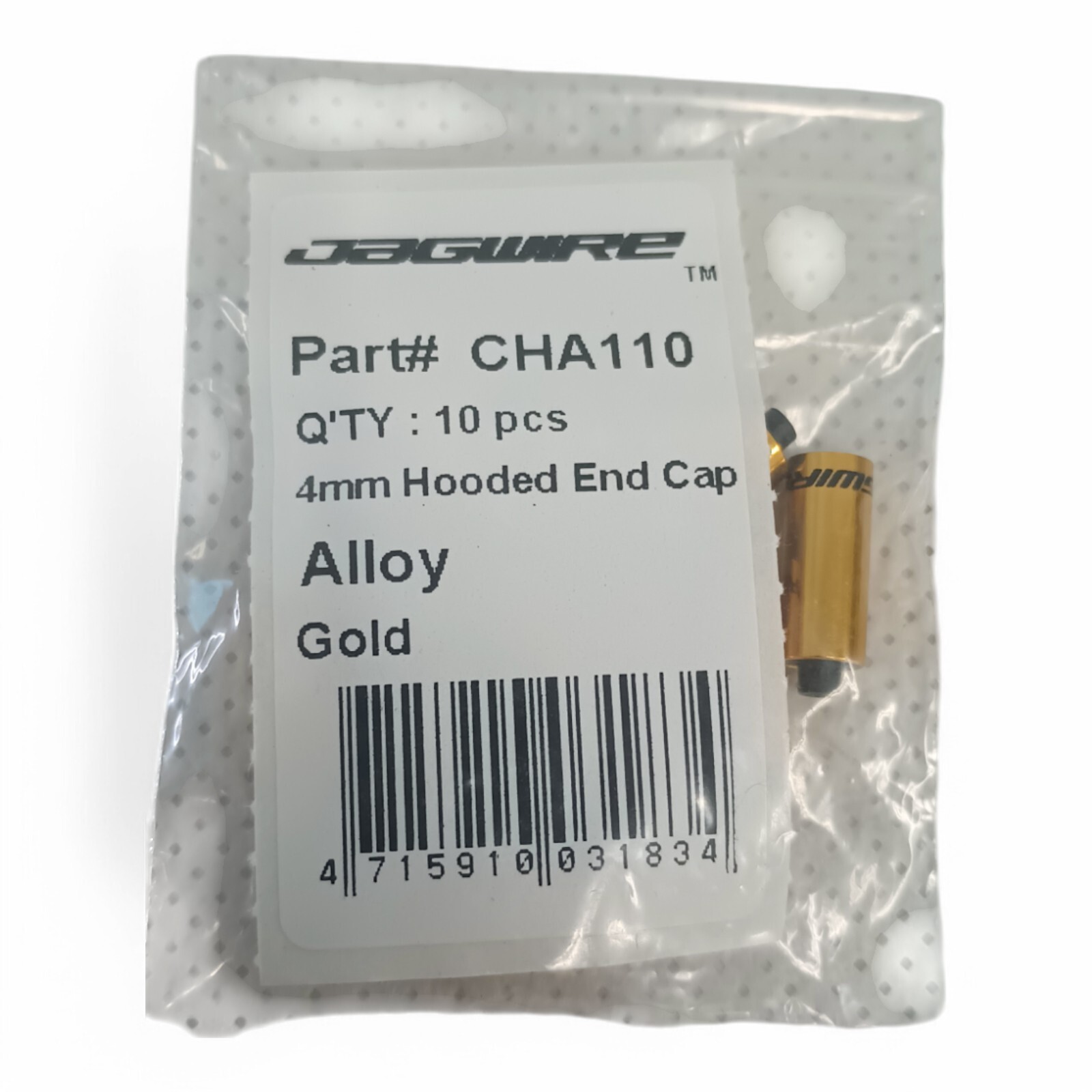 Jagwire 4mm Hooded End Cap Gold Alloy 10pcs