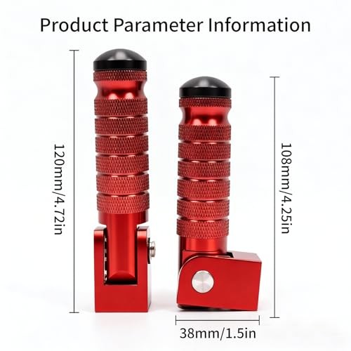 M8 Folding Foot Pegs for E-bike Motorcycle,90Degree Folding Bicycle red