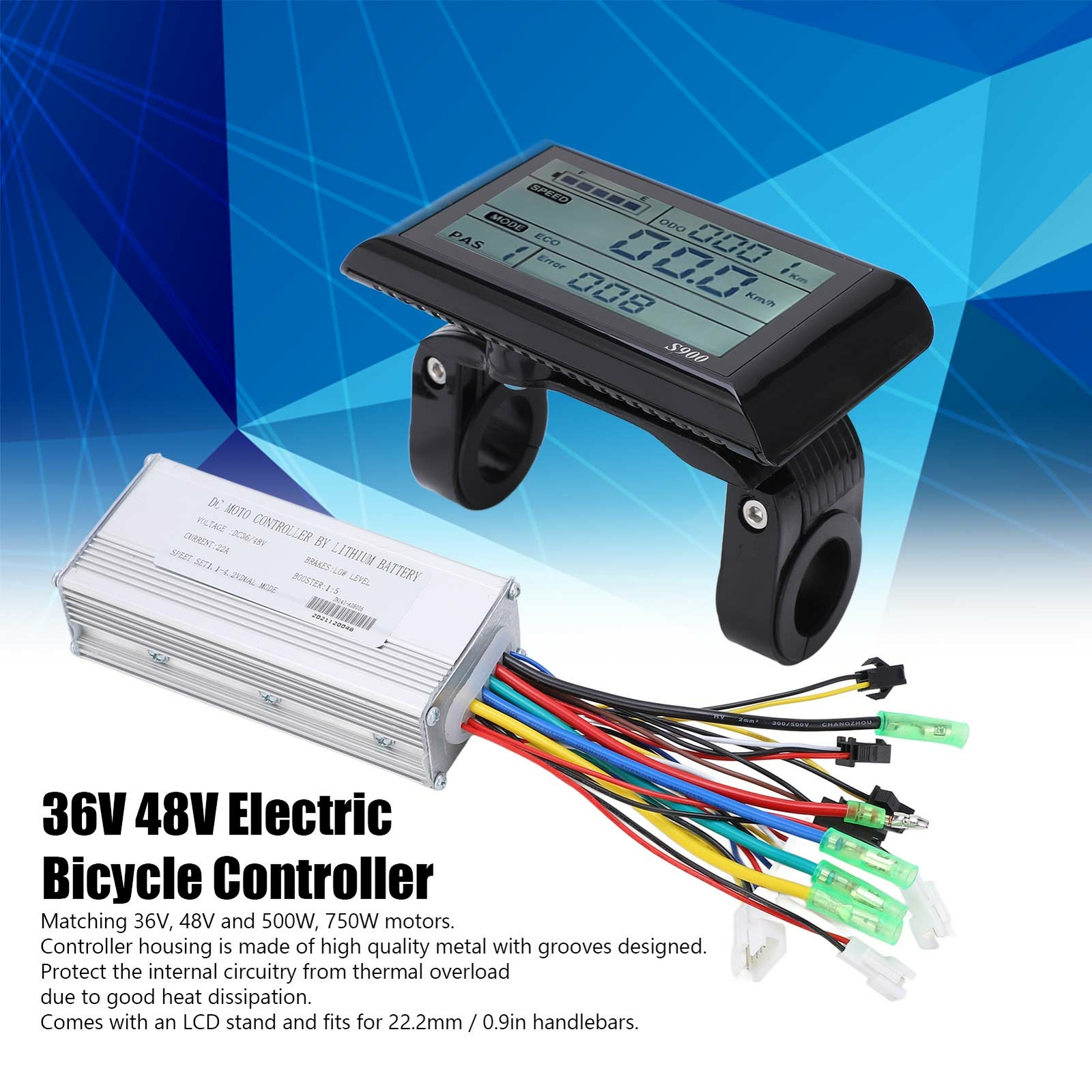 36V/48V 500W/750W E-Bike Brushless Motor Controller with S900 LCD Display Panel